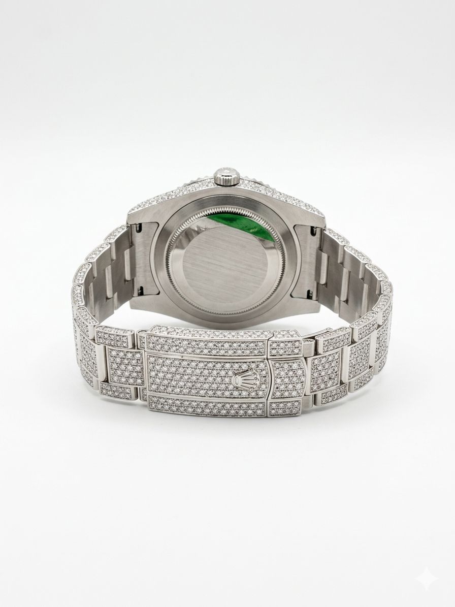 Rolex Datejust Graphite Arabic Dial 126300 - Fully Iced Out