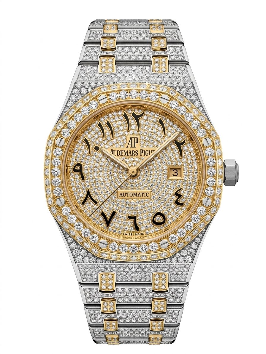 Audemars Piguet Royal Oak - Arabic numerals, Fully Iced Out