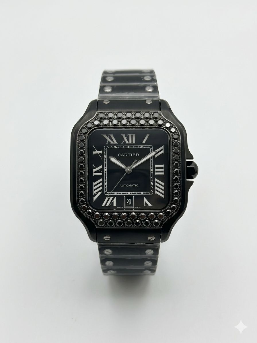 Cartier Santos de Cartier ADLC - Black, Diamond Bezel