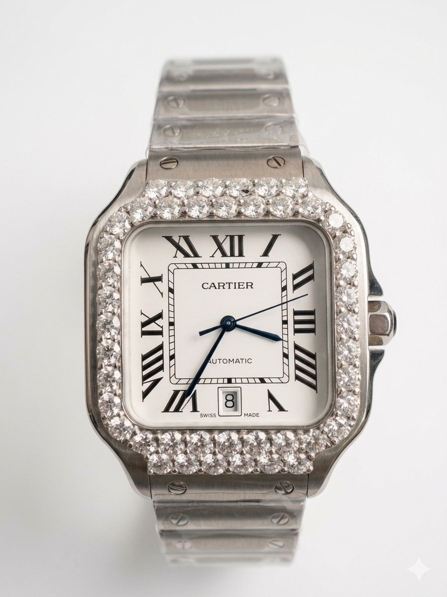 Cartier Santos de Cartier - W4SA0005, Diamond Bezel