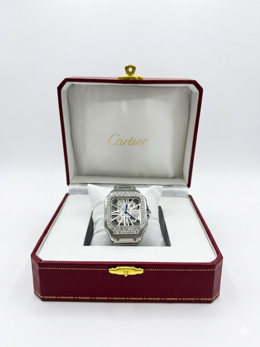 Cartier Santos de Cartier Skeleton Watch - Diamond Bezel