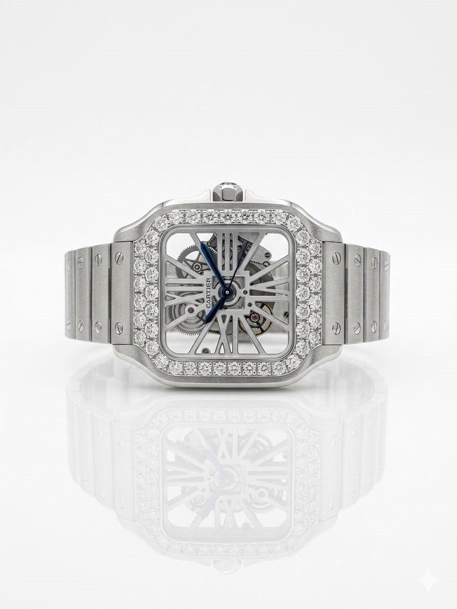 Cartier Santos de Cartier Skeleton Watch - Diamond Bezel