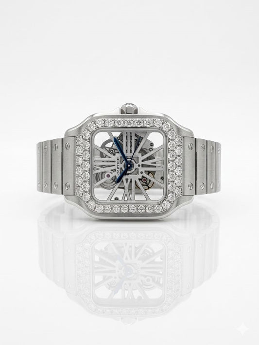 Cartier Santos de Cartier Skeleton Watch - Diamond Bezel