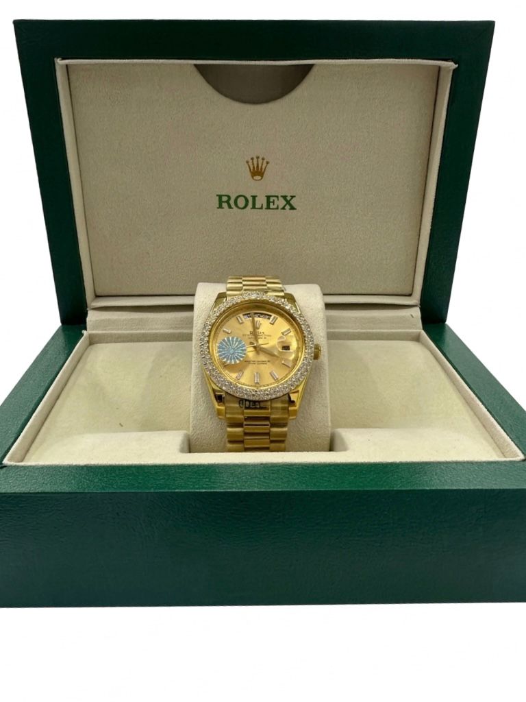 Rolex Day-Date 40 - Champagne Baguette, Diamond Bezel