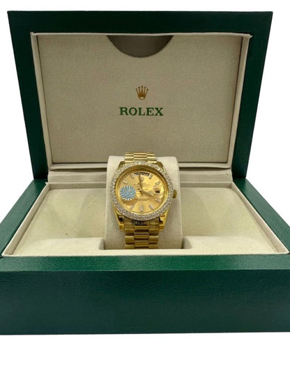 Rolex Day-Date 40 - Champagne Baguette, Diamond Bezel