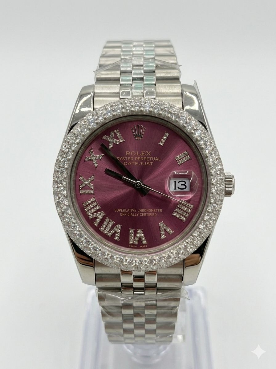 Rolex Datejust - Purple Roman, Diamond Bezel.