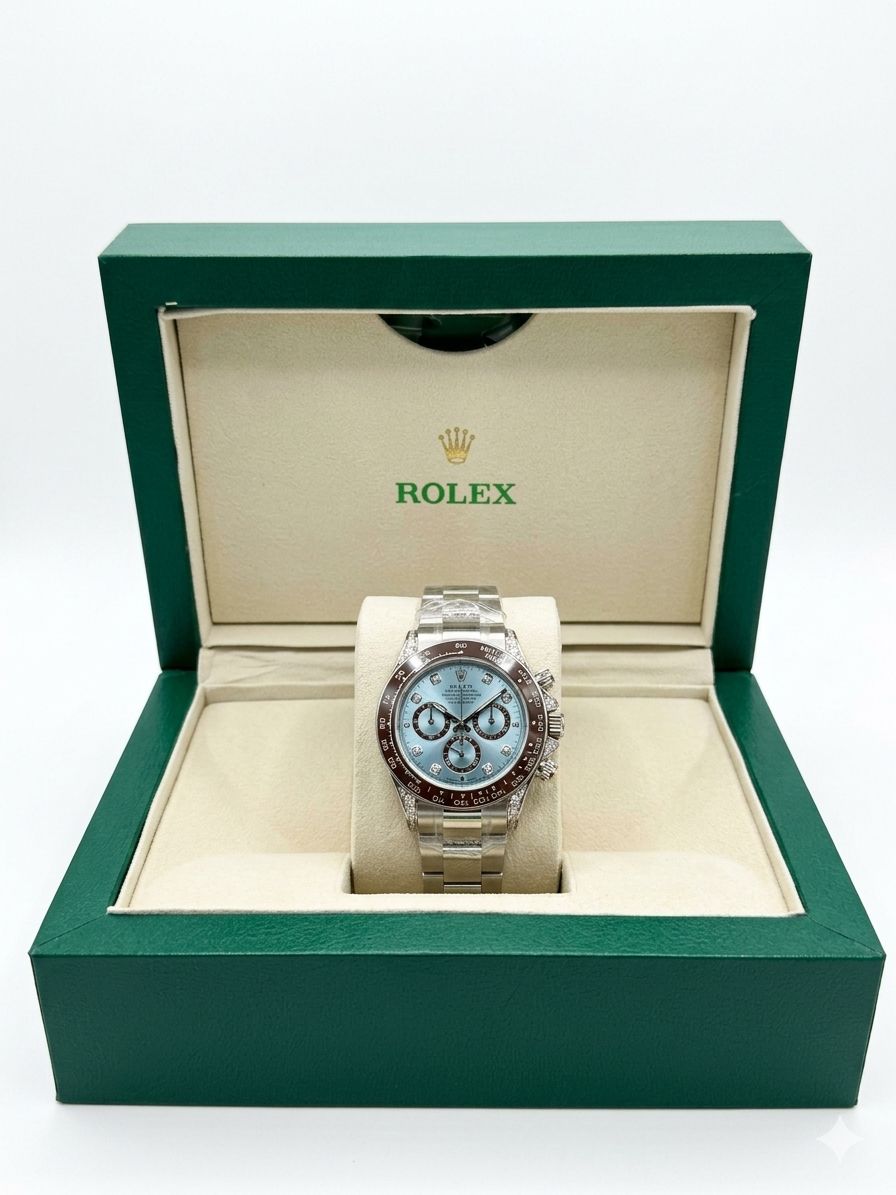 Rolex Daytona Platinum Ice Blue Dial -  116506, Diamond Bezel