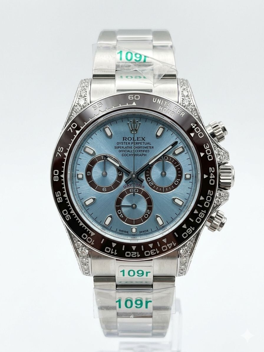 Rolex Daytona Platinum Ice Blue Dial -  116506, Diamond Bezel